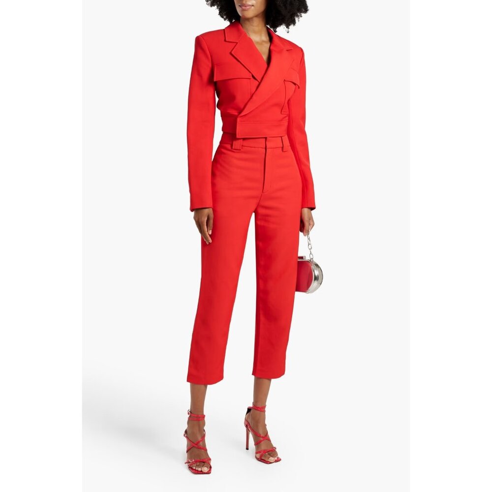 A.L.C. Foster Pants Red Straight Leg Cropped Trousers High Rise SZ 14 NEW $495